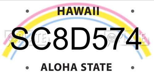 SC8D574 Hawaii License Plate
