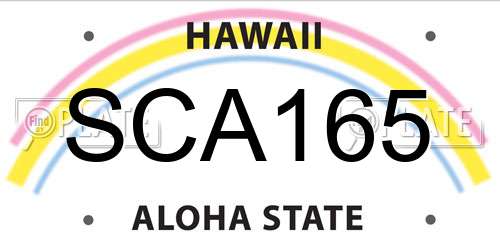 SCA165 Hawaii License Plate