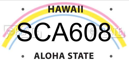 SCA608 Hawaii License Plate