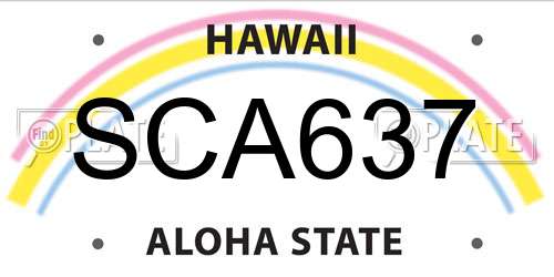 SCA637 Hawaii License Plate