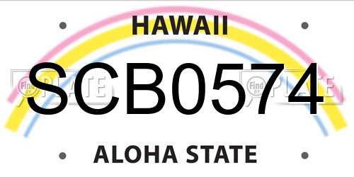 SCB0574 Hawaii License Plate