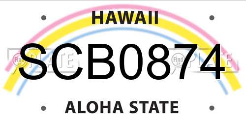 SCB0874 Hawaii License Plate