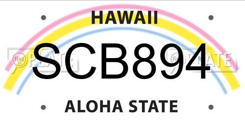 SCB894 Hawaii License Plate