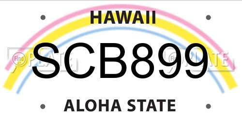 SCB899 Hawaii License Plate