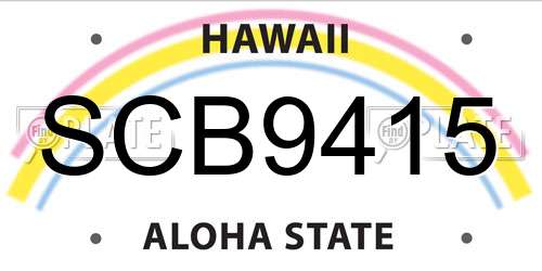 SCB9415 Hawaii License Plate