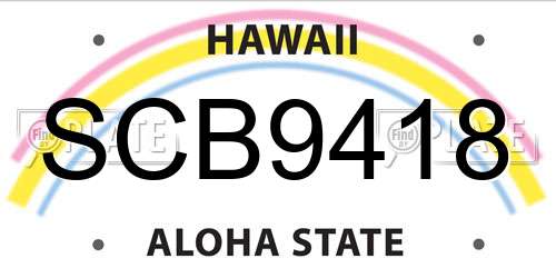 SCB9418 Hawaii License Plate