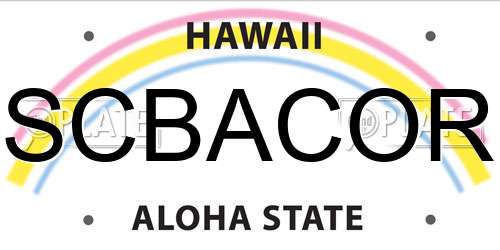 SCBACOR Hawaii License Plate