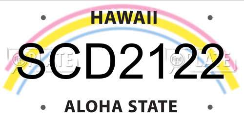 SCD2122 Hawaii License Plate