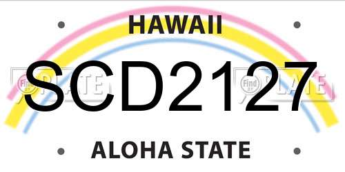 SCD2127 Hawaii License Plate