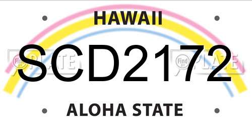 SCD2172 Hawaii License Plate