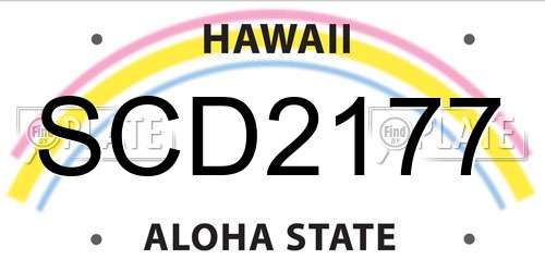 SCD2177 Hawaii License Plate