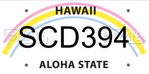 SCD394 Hawaii License Plate