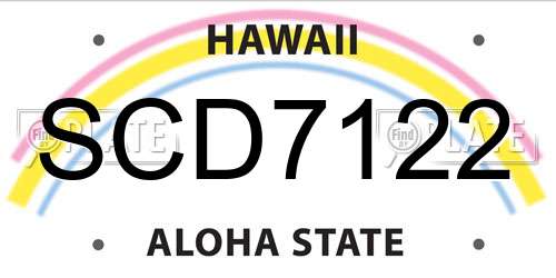 SCD7122 Hawaii License Plate