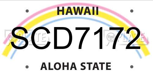 SCD7172 Hawaii License Plate