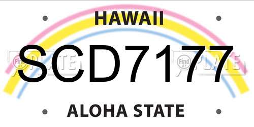SCD7177 Hawaii License Plate