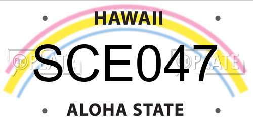 SCE047 Hawaii License Plate