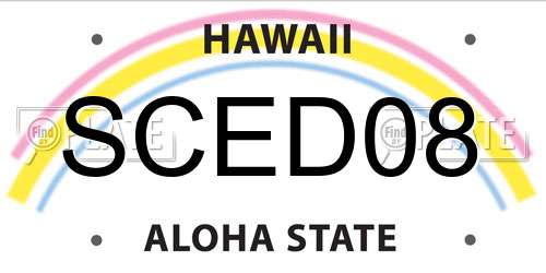 SCED08 Hawaii License Plate