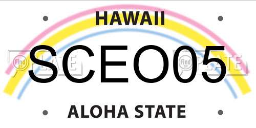 SCEO05 Hawaii License Plate