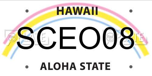 SCEO08 Hawaii License Plate
