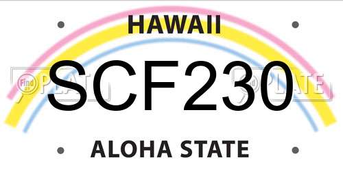 SCF230 Hawaii License Plate