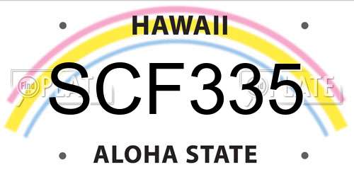 SCF335 Hawaii License Plate