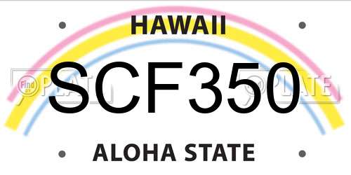SCF350 Hawaii License Plate