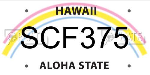SCF375 Hawaii License Plate