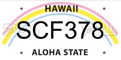 SCF378 Hawaii License Plate
