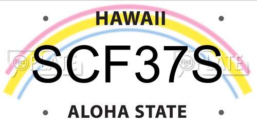 SCF37S Hawaii License Plate
