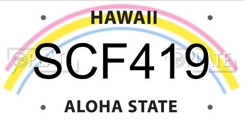SCF419 Hawaii License Plate