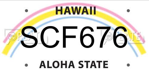 SCF676 Hawaii License Plate