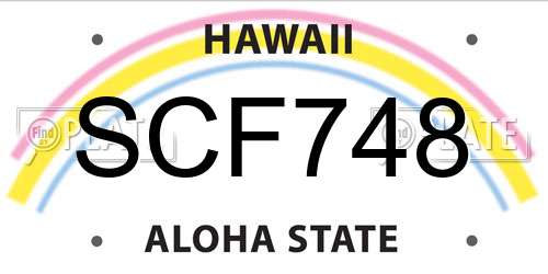 SCF748 Hawaii License Plate