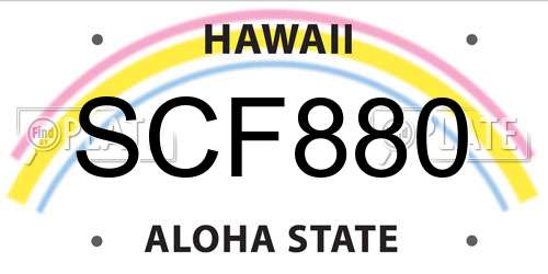 SCF880 Hawaii License Plate