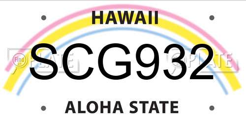 SCG932 Hawaii License Plate