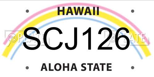 SCJ126 Hawaii License Plate