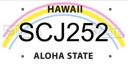 SCJ252 Hawaii License Plate