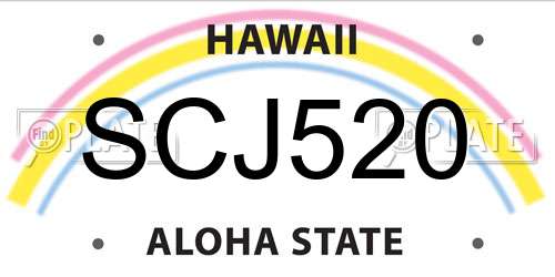 SCJ520 Hawaii License Plate