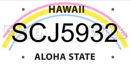 SCJ5932 Hawaii License Plate