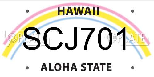 SCJ701 Hawaii License Plate