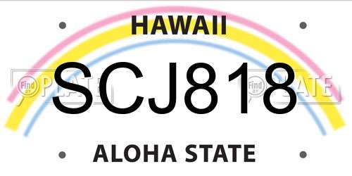 SCJ818 Hawaii License Plate