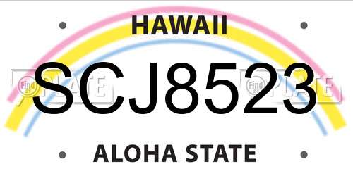 SCJ8523 Hawaii License Plate