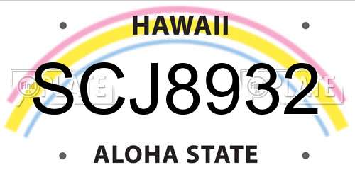 SCJ8932 Hawaii License Plate