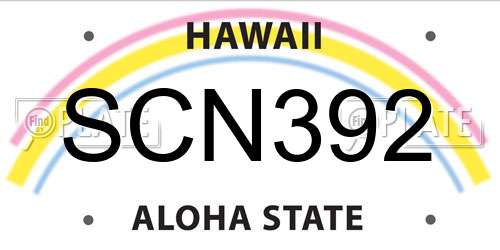 SCN392 Hawaii License Plate