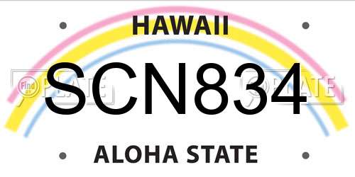 SCN834 Hawaii License Plate