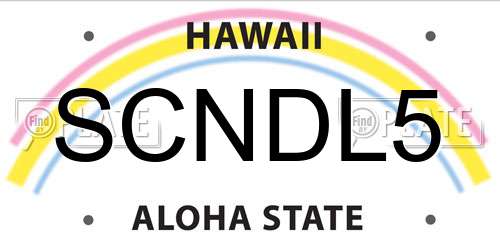 SCNDL5 Hawaii License Plate