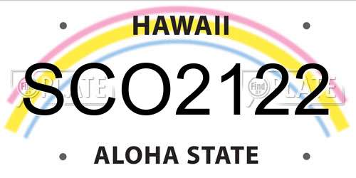 SCO2122 Hawaii License Plate