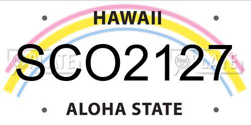 SCO2127 Hawaii License Plate