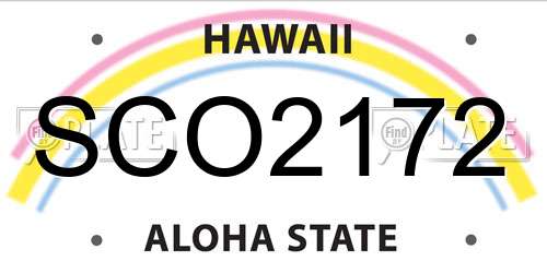 SCO2172 Hawaii License Plate