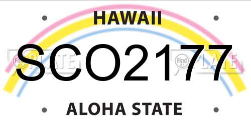 SCO2177 Hawaii License Plate