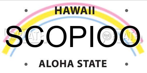 SCOPIOO Hawaii License Plate